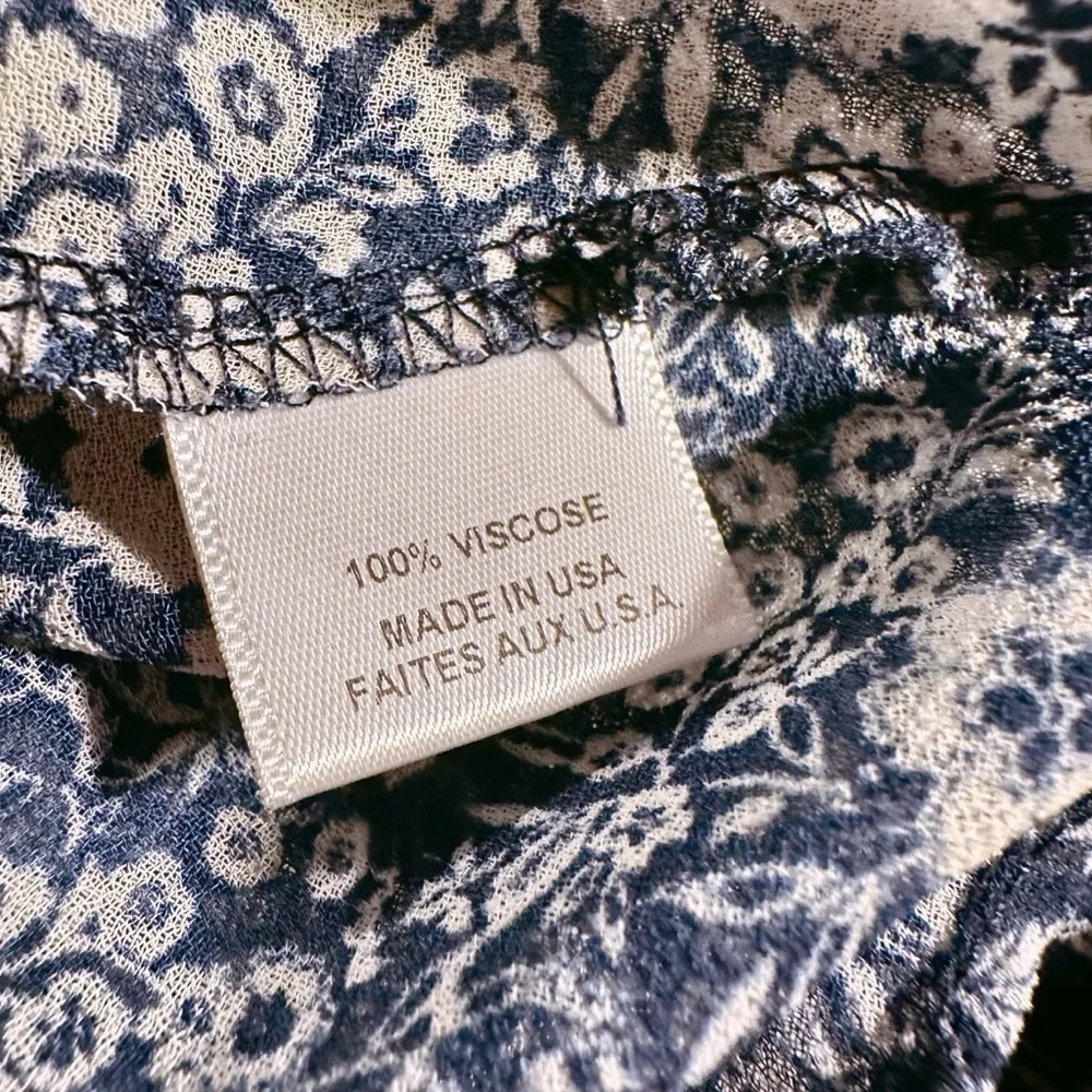 Misa Los Angeles Blue Floral Print ‘Livey’ Off The Shoulder Tie-Neck Top Size XS